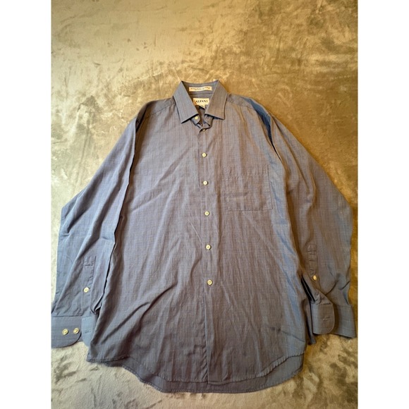 Alfani Other - Alfani Shirt Mens 15.5 Blue Plaid Button Down Tencel Cotton 32/33 Long Sleeve
